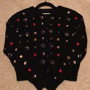 sequined beaded cardigan sweater